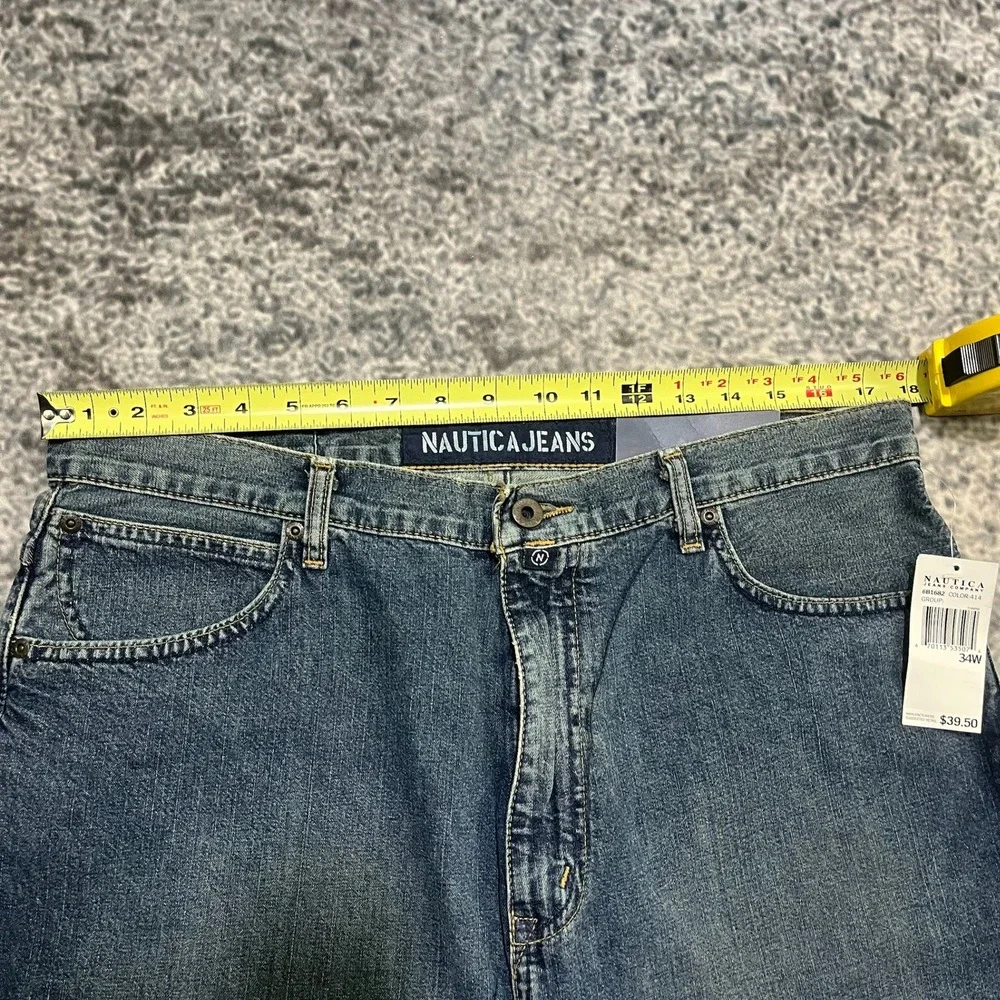 Vintage Nautica Shorts Size 34‎ Blue Baggy Denim Jorts Grunge Skater Y2K - NEW